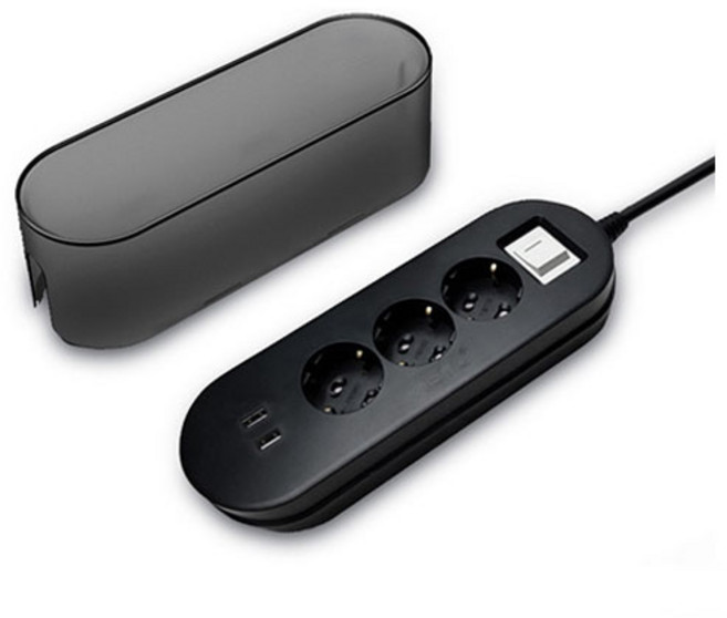 네모탭 박스 멀티탭 3구 SY-NA3 USB, 3m, 블랙, 1개