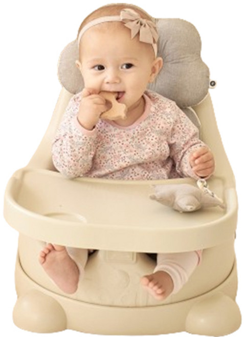 에시앙 P에디션 아기의자 모노 클라우드 베개 + 라이너 세트, 바닐라(의자), 바닐라(트레이),  어텀브라운(패브릭)