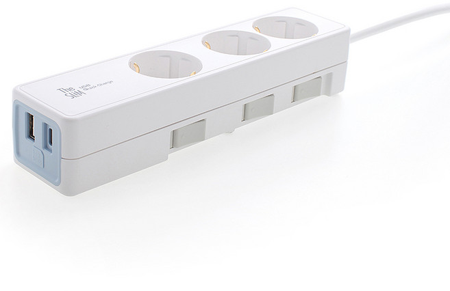 더슬림 개별형 USB 멀티탭 3구 SY-SB3 USB CT45, 3m, 화이트, 1개