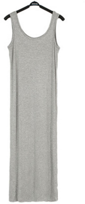 Goodif 舒適圓領無袖背心長版洋裝, 灰色