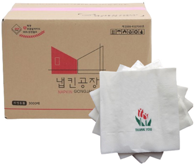 냅킨공장 칵테일감사 튤립 냅킨, 화이트, 1개, 3000개
