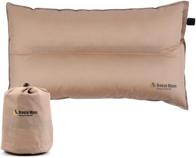 브리즈문 에어 자충 캠핑 양면 베개 고급형, 탄 베이지 + 그레이, 1개