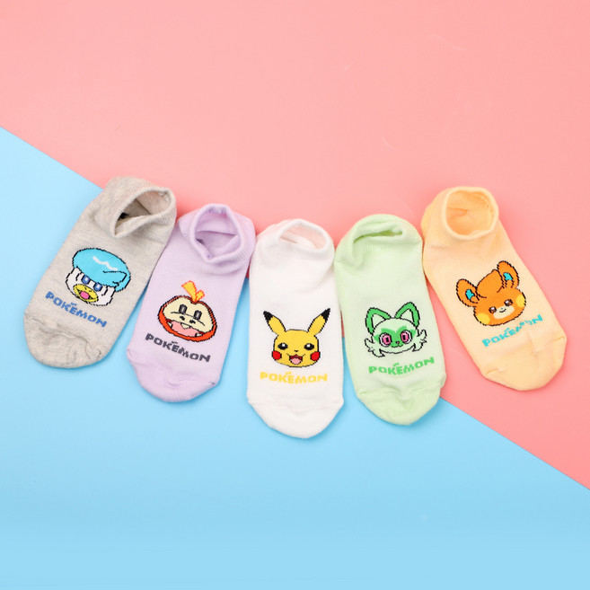 포켓몬스터 아동용 여름 미끄럼방지 발목 양말 5종 세트
