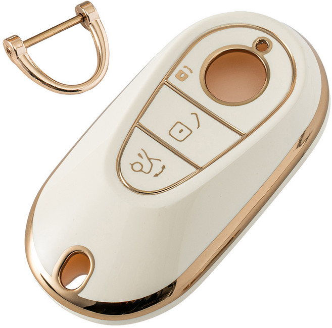 벤딕트 자동차 골드라인 TPU 벤츠 키케이스, 아이보리, 벤츠 05