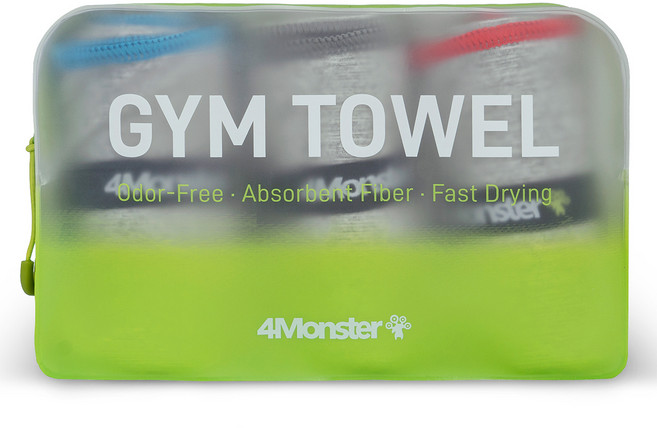 4몬스터 등산 수영 캠핑용 짐 타월 3종 + 케이스 세트, 혼합색상, 1세트