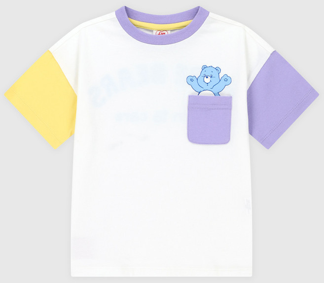 Care Bears 童款晚安小熊圖案口袋拚色短袖上衣