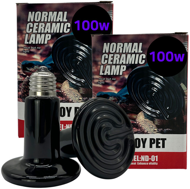노모이펫 파충류 세라믹 히팅램프 플랫 100W ND-01, 블랙, 2개