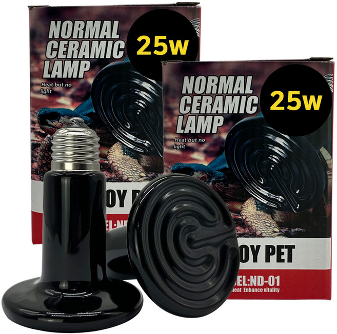 노모이펫 파충류 세라믹 히팅램프 플랫 25W ND-01, 블랙, 2개