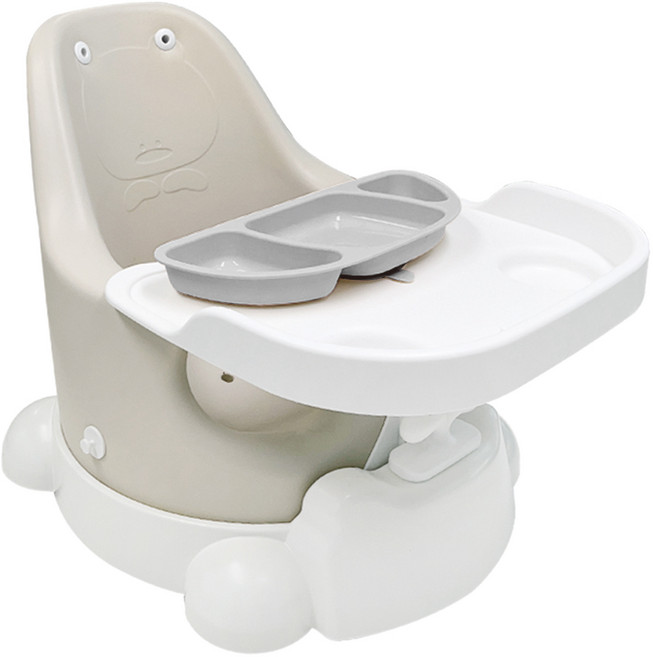 젤리맘 유아용 무나 부스터체어 + 트레이 + 카트 + 흡착식판 세트, 애쉬크림(체어), 그레이(식판)