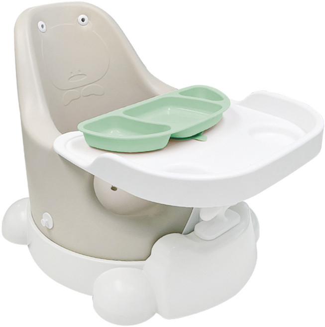 젤리맘 유아용 무나 부스터체어 + 트레이 + 카트 + 흡착식판 세트, 애쉬크림(체어), 민트(식판)