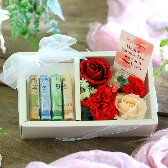 Scent Basket 香皂花華麗康乃馨零用錢盒, 紅色, 1個