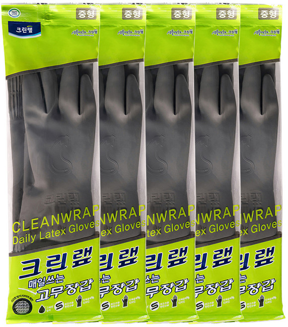 크린랩 매일쓰는 고무장갑, 그레이, 중(M), 5개