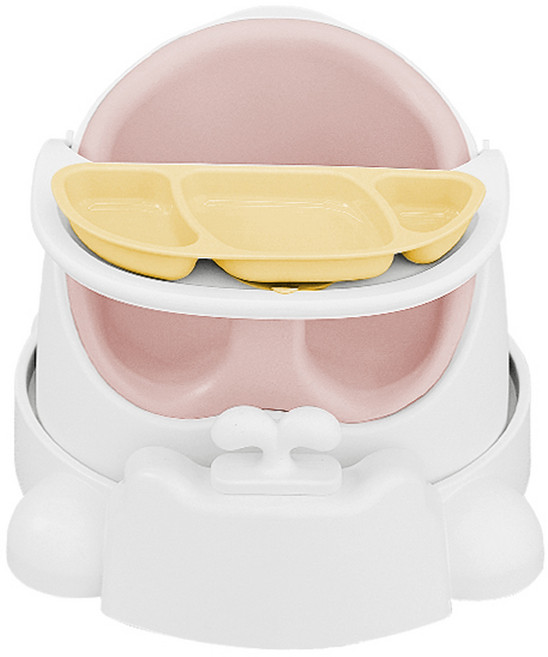 젤리맘 유아용 와이즈 체어 + 카트 + 흡착 식판 세트, 피치핑크(의자), 옐로우(식판), 1세트