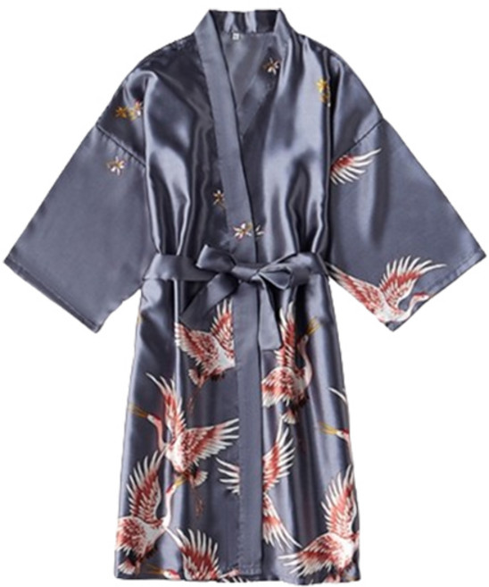 Sonio 東方風絲質浴袍 XL, 1個, 03灰色