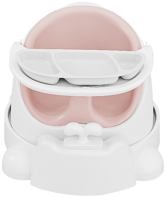 젤리맘 유아용 와이즈 체어 + 카트 + 흡착 식판 세트, 피치핑크(의자), 화이트(식판), 1세트