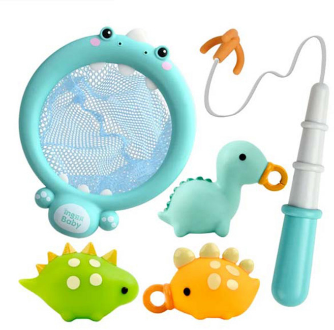 조이키즈 2in1 아기 공룡 뜰채 낚시 목욕놀이 세트, 혼합색상, 1세트