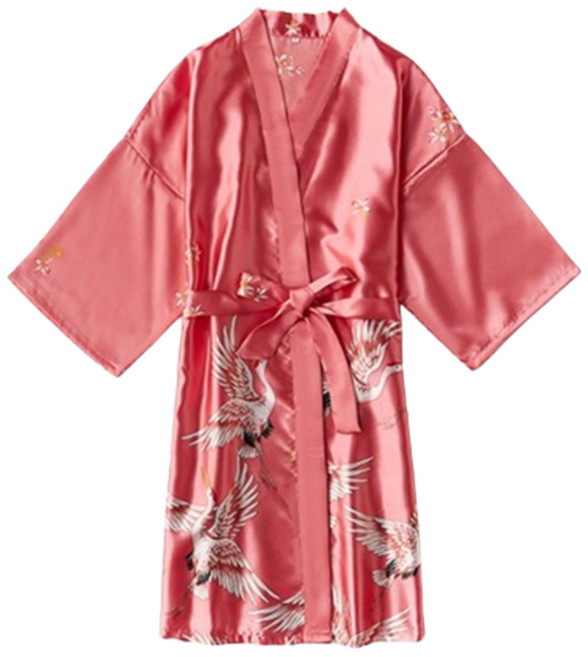 Sonio 東方風絲質浴袍 XL, 1個, 05粉紅色