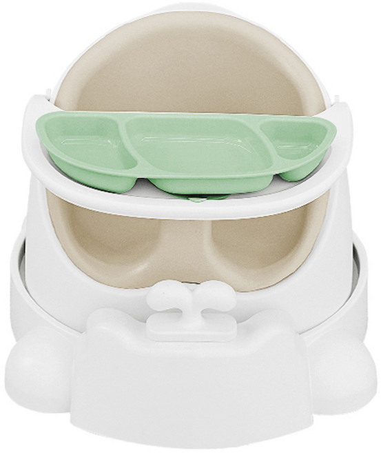 젤리맘 유아용 와이즈체어 + 카트 + 흡착식판 세트, 애쉬크림(와이즈체어), 민트(식판)