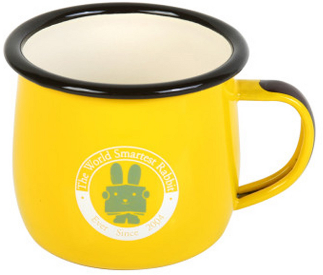 퀸센스 세신 애니멀 법랑 머그컵 380ml, 옐로우, 1개