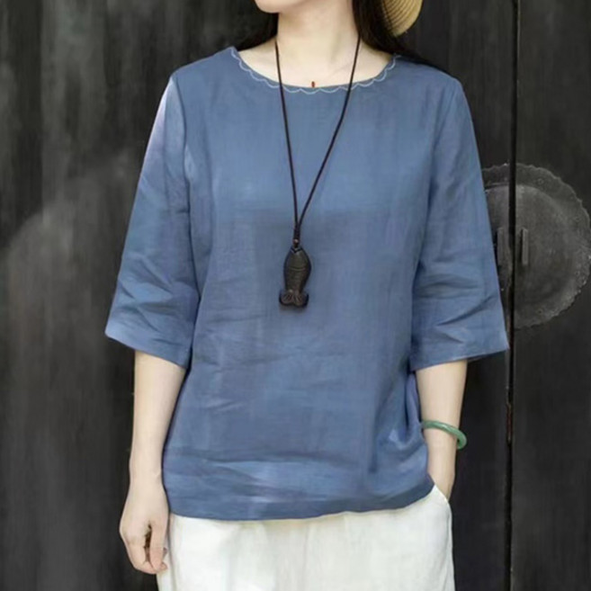 POPLARNC 女款 Celloa 五分袖亞麻T恤 P24SMT031507