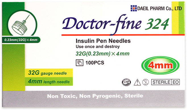 대일제약 닥터파인 인슐린 펜니들 멸균주사침 0.23 x 4mm, 100개입, 1개