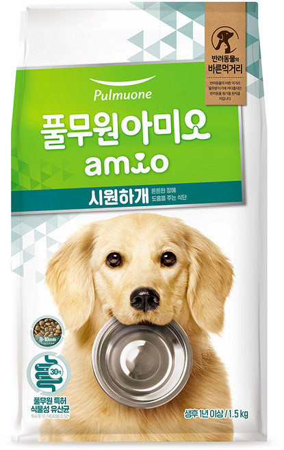 풀무원아미오 강아지 시원하개 기능성 사료, 장건강/유산균, 1.5kg, 1개
