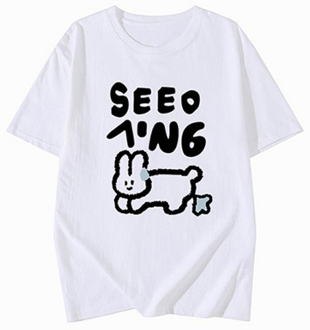 레몬소울 여성용 치바코 프린팅 반팔 티셔츠