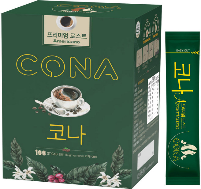 CONA 프리미엄 로스트 아메리카노 원두커피믹스, 1.6g, 100개입, 1개