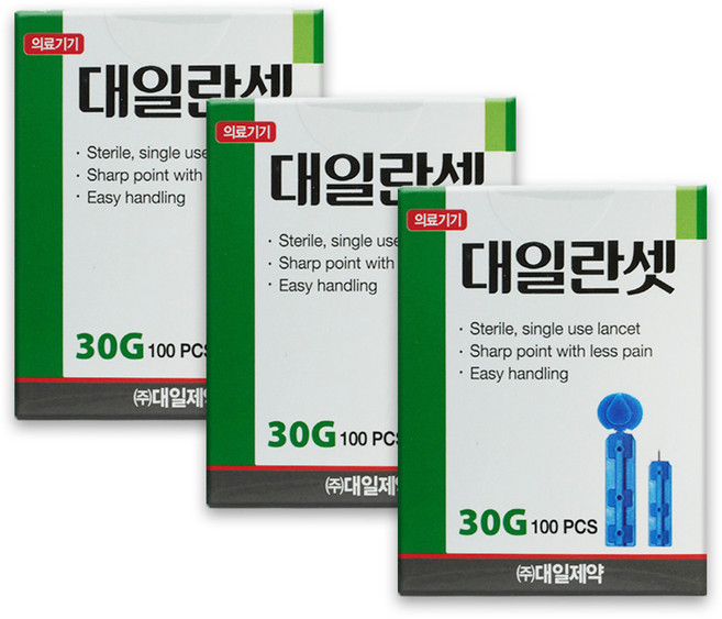 대일제약 란셋 일회용 수동 채혈침 30G, 3개, 100개입