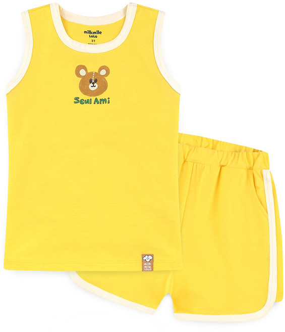 밀크마일로로 아동용 통기성 베이직 슬리브리스 상하 세트