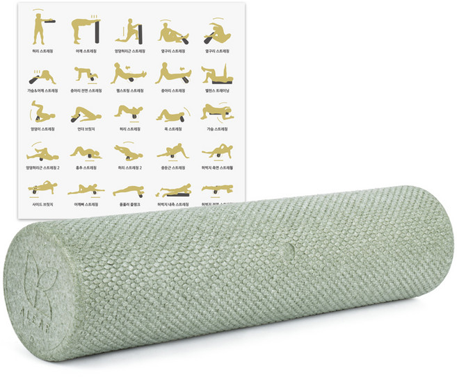 아리프 EPP 폼롤러 + 운동 가이드 포스터 세트, 올리브카키, 1개