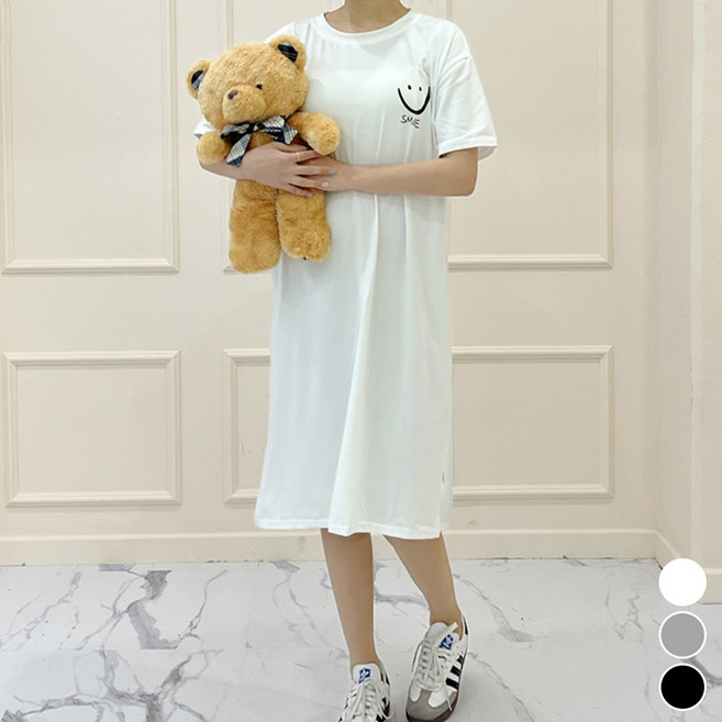 메이첼 밀키 원단 스마일 반팔 홈 원피스 13024 B 빅사이즈 포함