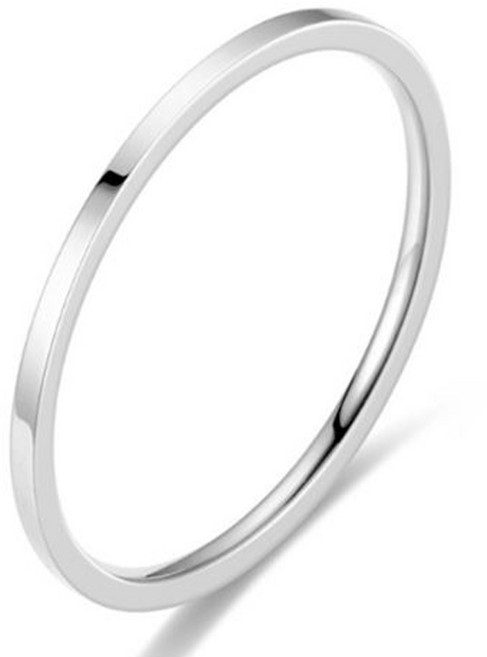 젤루나 써지컬 1mm 플랫 평판 레이어드 심플 유광 실반지 B-03