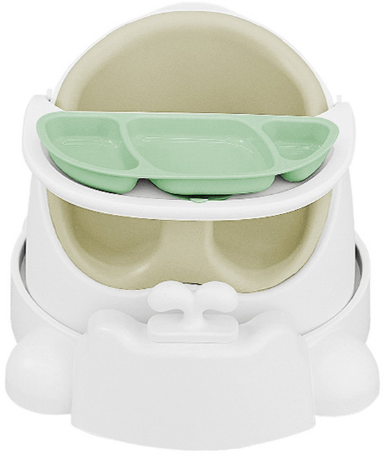 젤리맘 유아용 와이즈 체어 + 카트 + 흡착 식판 세트, 올리브(의자), 민트(식판), 1세트