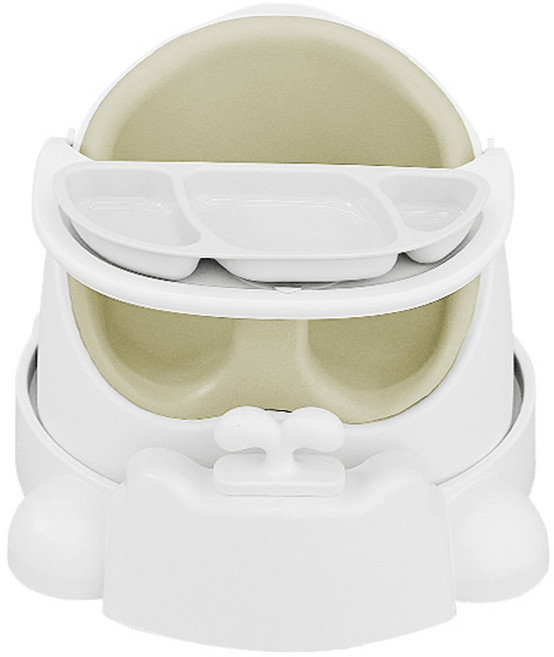 젤리맘 유아용 와이즈 체어 + 카트 + 흡착 식판 세트, 올리브(의자), 화이트(식판), 1세트