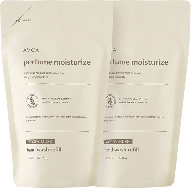 아브카 퍼퓸 핸드워시 대용량 리필 우디 머스크, 450ml, 2개