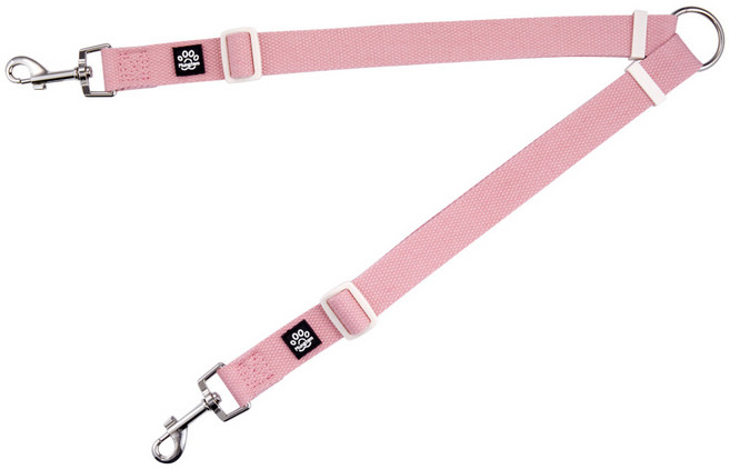 멍템 강아지 두마리 산책 팔레트 트윈 리드줄, 파스텔 핑크, 1개