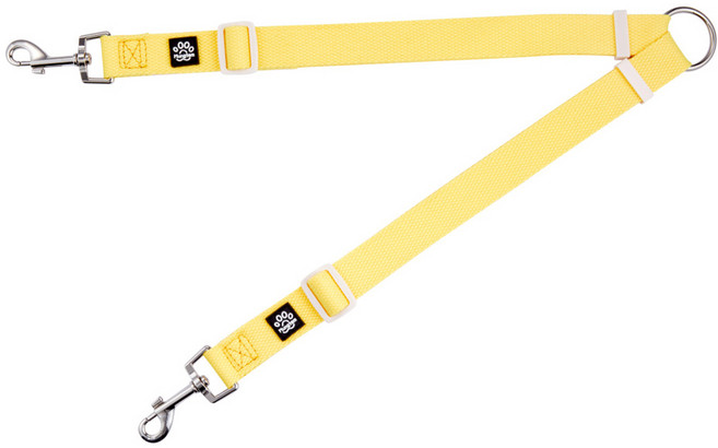 멍템 강아지 두마리 산책 팔레트 트윈 리드줄, 비비드 옐로, 1개