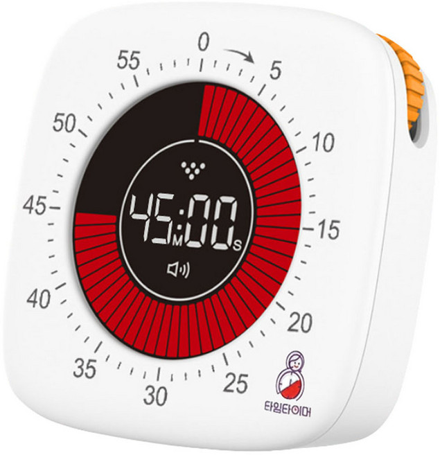 TIMETIMER 4세대 무소음 LCD 디지털 타임 타이머, 화이트, 1개