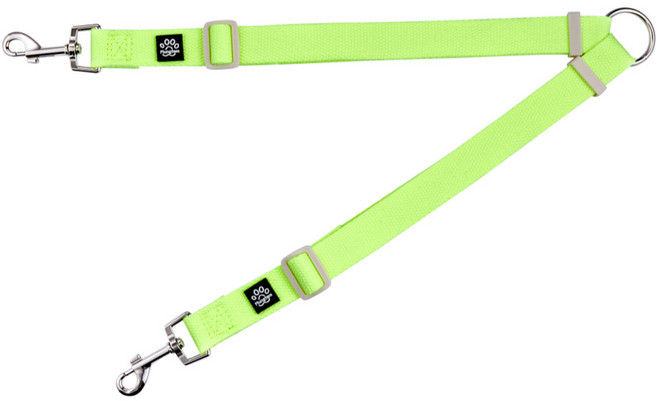 멍템 강아지 두마리 산책 팔레트 트윈 리드줄, 네온 옐로, 1개