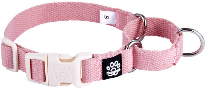멍템 강아지 팔레트 마틴게일 탈출방지 목줄, 파스텔 핑크, 1개