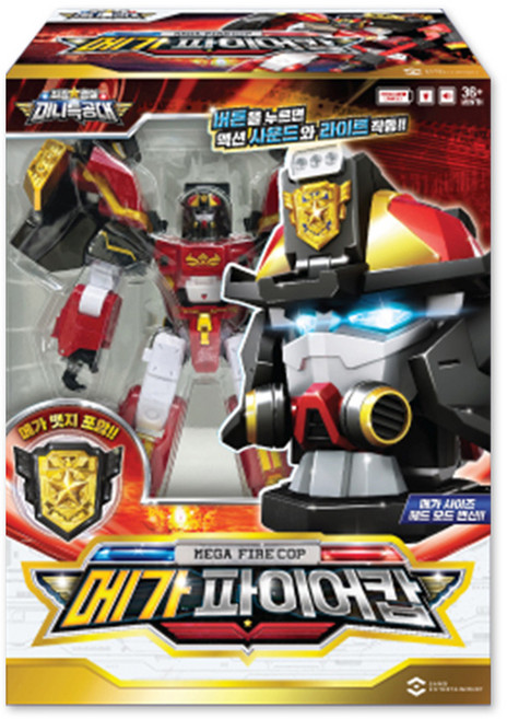 미니특공대 최강경찰 메가 파이어캅 로봇장난감, 혼합색상, 1개