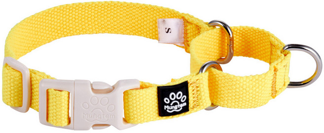 멍템 강아지 팔레트 마틴게일 탈출방지 목줄, 비비드 옐로, 1개