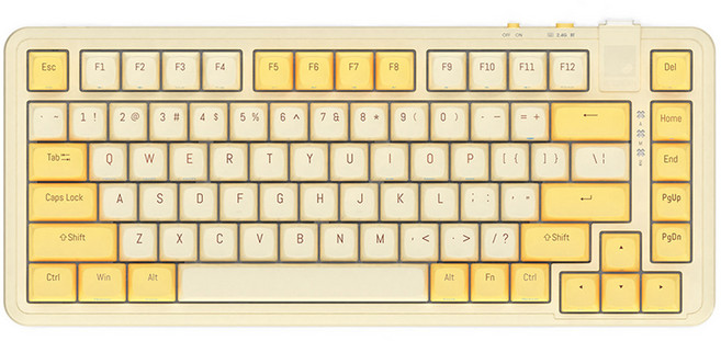 레드빈 더베러 핫스왑 기계식 키보드 A1 무선 텐키리스 저소음, 바나나푸딩, A1-82-YL-RED, 적축