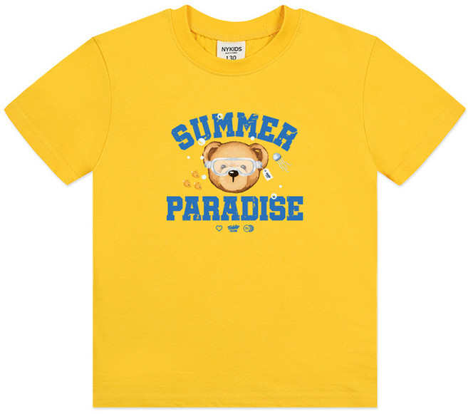 뉴욕꼬맹이 아동용 통기성 테디아일랜드 NY 반팔 티셔츠 T133