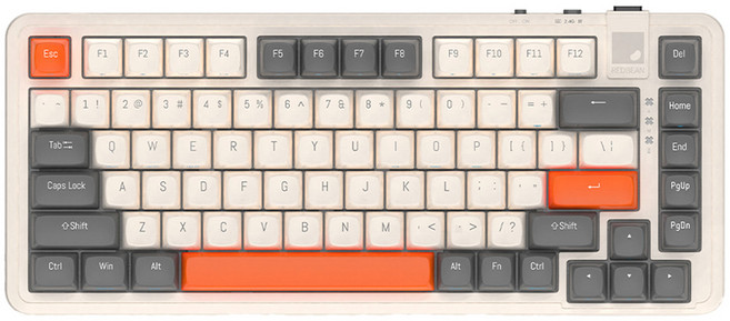 레드빈 더베러 핫스왑 기계식 키보드 A1 무선 텐키리스 저소음, 캐롯베이지, A1-82-BG-RED, 적축