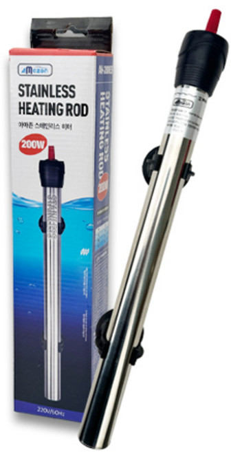 아마존 관상어 수족관 어항용 스테인레스 히터 200W AH-200ES, 1개