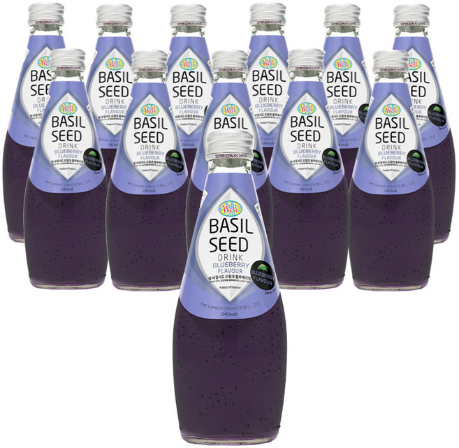 well Well 羅勒籽飲品 藍莓口味, 12個, 290ml