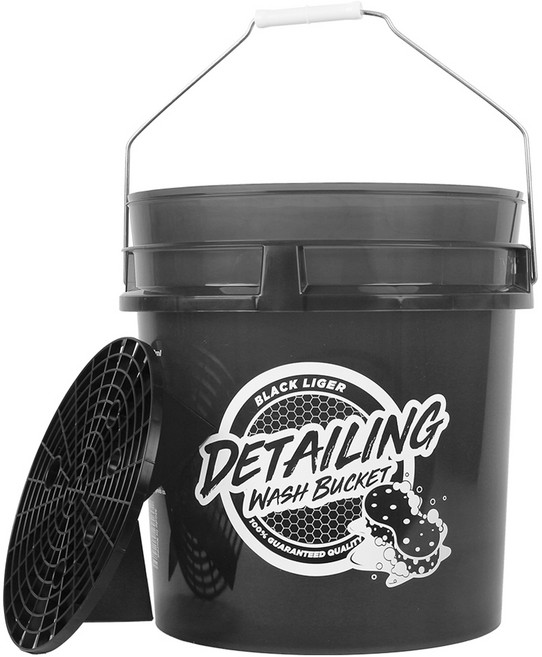블랙라이거 디테일링 세차버킷 + 그릿가드 세트, 18L, 반투명그레이 + 블랙