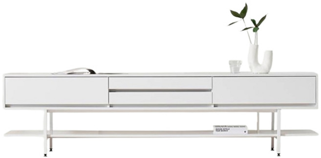 데코퍼니쳐 브리즈 4단 LED 거실장 방문설치, 화이트